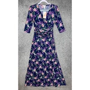 Honey‎ & Lace Crossover Fit & Flare Maxi Dress Womens Size Small Stretch USA New